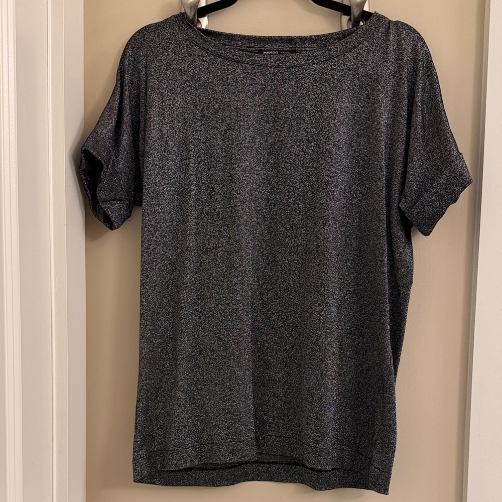 Mango Sparkly Silver Short Sleeve Tee
